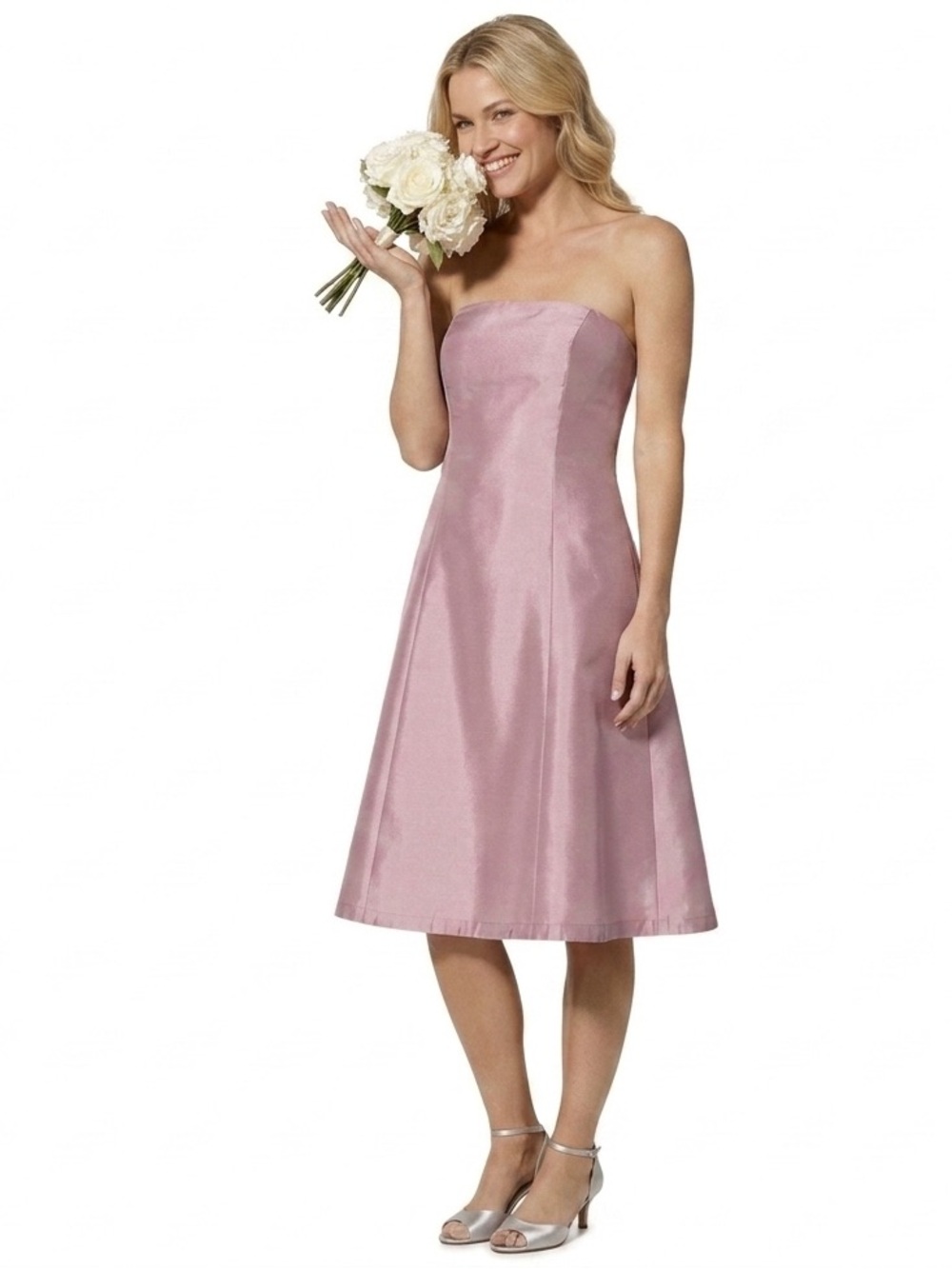 Ann‎ Taylor Pink Silk Dupioni Bridesmaid Wedding Midi Dress 10